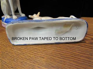 ANTIQUE LOT OF 3 STAFFORDSHIRE BISQUE PORCELAIN WHIPPET DOG FIGURES - DAMAGED